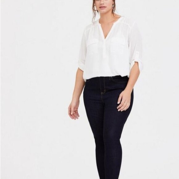 Women’s Torrid 1 Harper White Georgette Pullover 3/4 Sleeve Blouse 1X 1XL - Picture 3 of 12